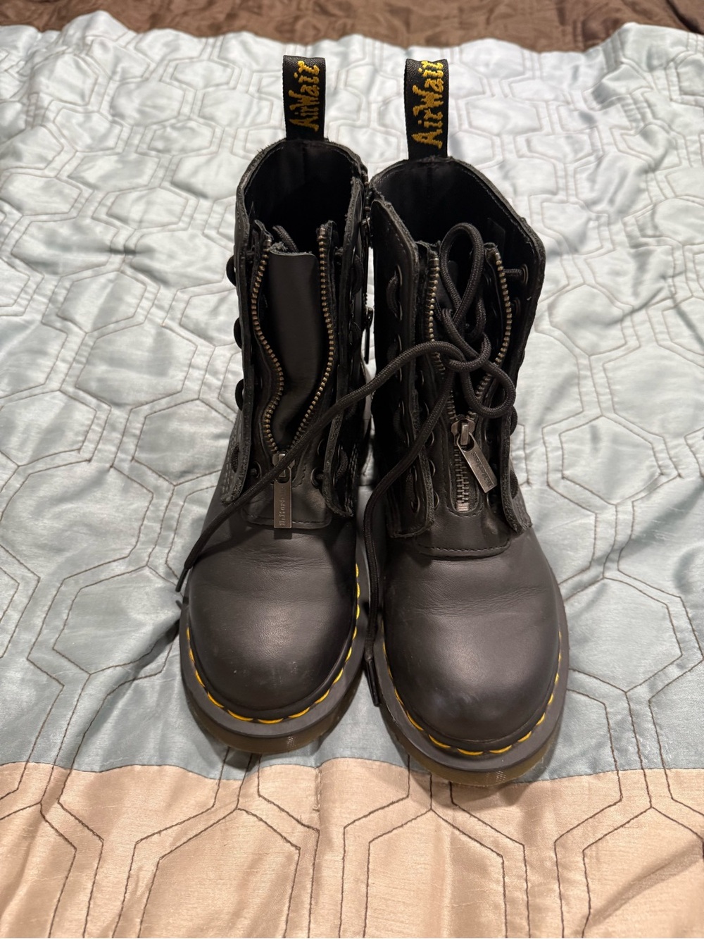 Dr Martens 1460 WOMEN'S DOUBLE ZIP LEATHER LACE UP BOOTS Size 6